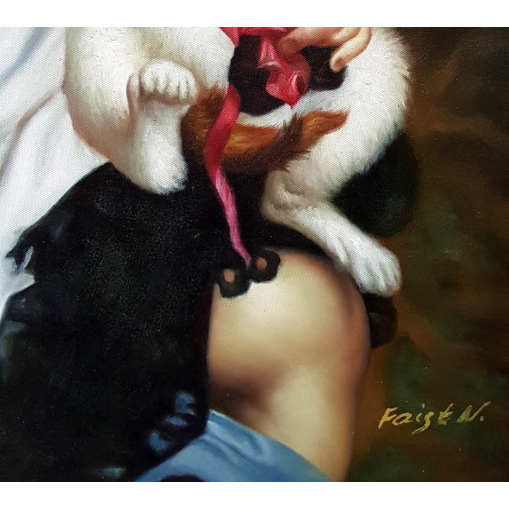 Emile Munier spielende Katzen handgemaltes Ölbild F 50x60cm