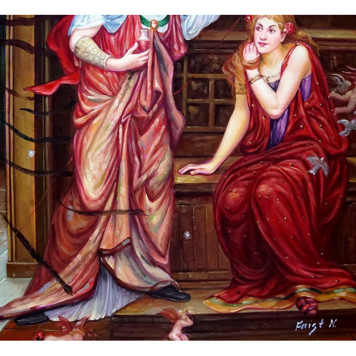 Faistauer Anton - Dame mit Buch - handgemaltes Ölbild in 50x60cm