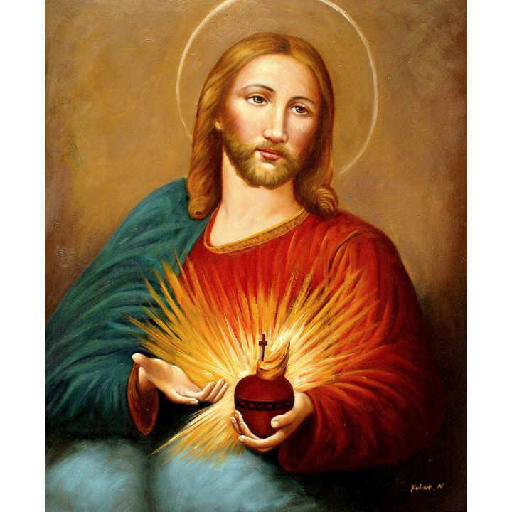 Herz-Jesu - handgemaltes Ölbild in  50x60cm-10-46