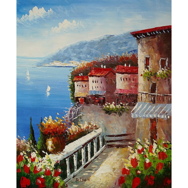 Mediterrane Impressionen - handgemaltes Ölbild in 50x60cm -6-50