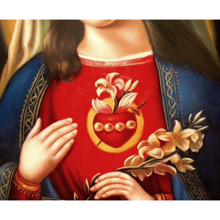Herz Mariä, die Madonna des Himmels - Ölgemälde handgemalt