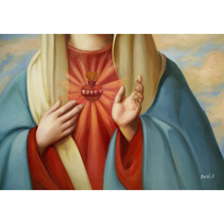 Herz Mariä, die Madonna des Himmels - Ölgemälde handgemalt