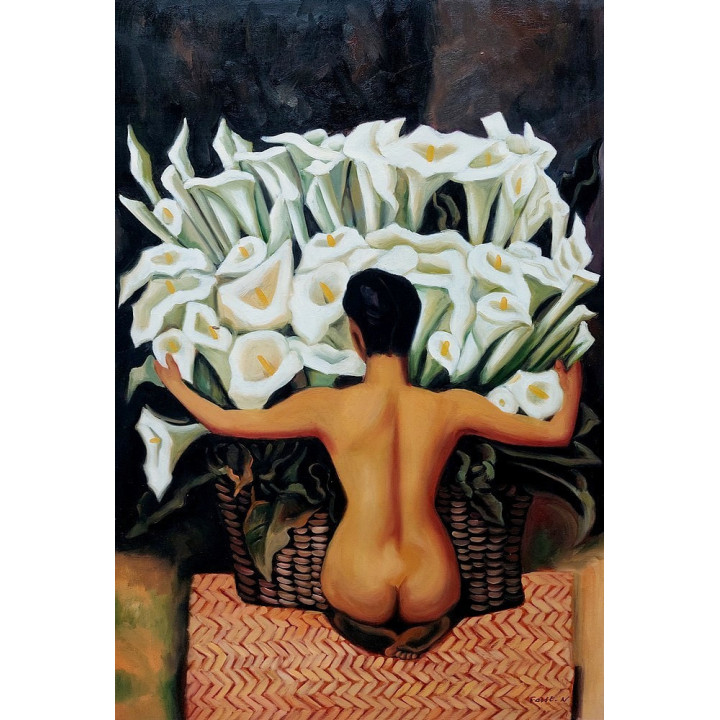 Ölbild Tulpenstrauss, Nude HANDGEMALT,Gemälde 60x90cm