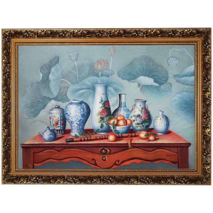 Stillleben - Ölgemälde Obst, Weintrauben, Pfirsiche- 60x90cm