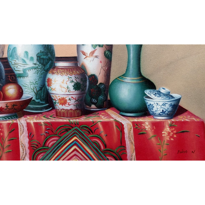 Stillleben - Ölgemälde Obst, Weintrauben, Pfirsiche- 60x90cm