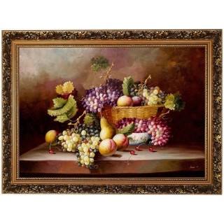 Stillleben - Ölgemälde Obst, Weintrauben, Pfirsiche- 60x90cm 