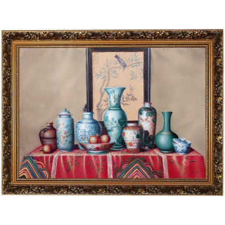 Stillleben - Ölgemälde Vasen und Töpfe,Granatapfel - 60x90cm