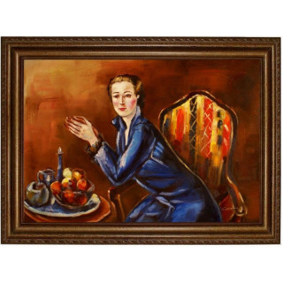 Faistauer Anton - Dame in blauen Kleid - handgemaltes Ölbild