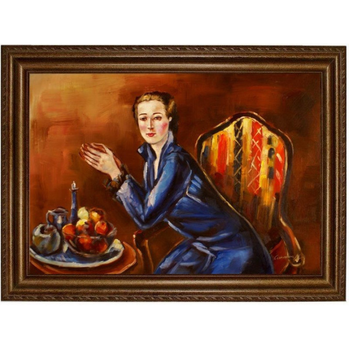 Faistauer Anton - Dame in blauen Kleid - handgemaltes Ölbild