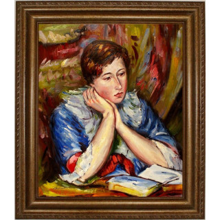 Faistauer Anton - Dame mit Buch - handgemaltes Ölbild 