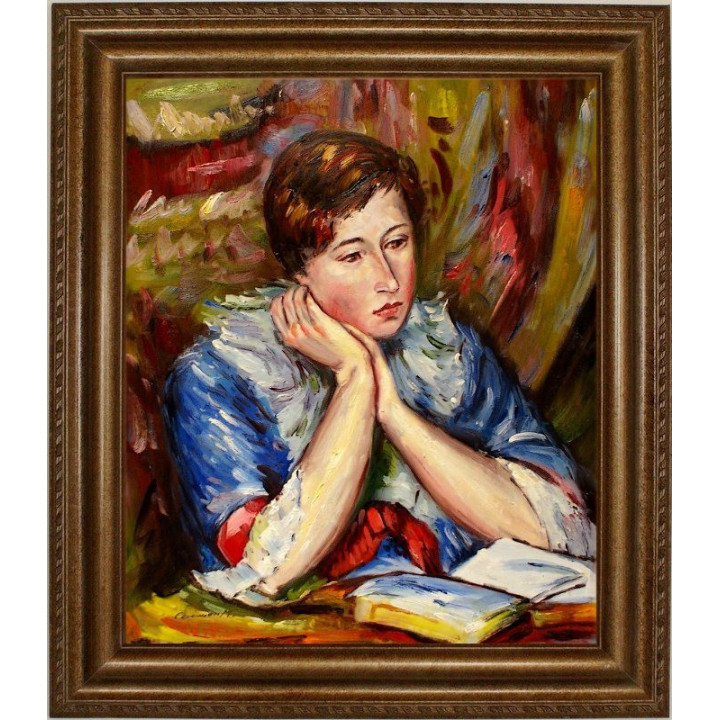 Faistauer Anton - Dame mit Buch - handgemaltes Ölbild 