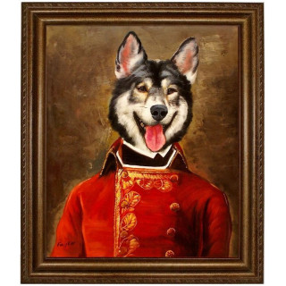 Malamute Hund im Anzug - handgemaltes Ölbild 