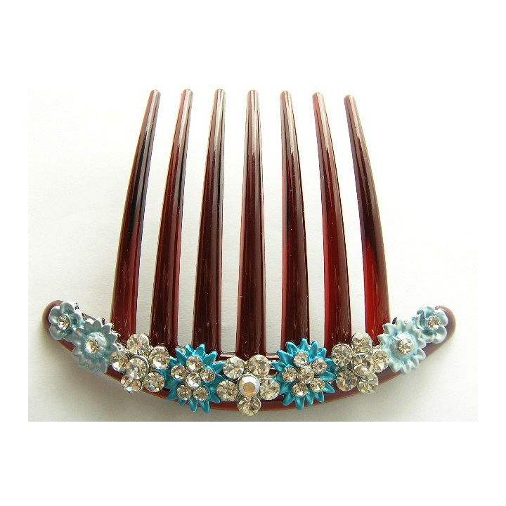 Haarkamm - Edelweiß_Türkisblau