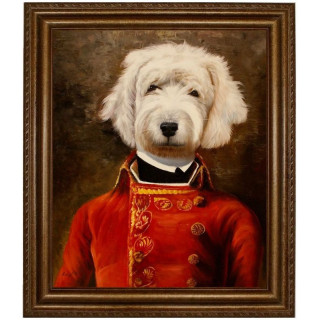 Bobtail Hund im Anzug - handgemaltes Ölbild in 50x60cm