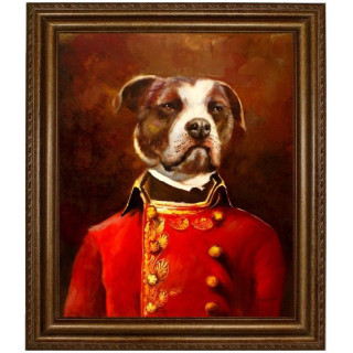 American-Bulldog Hund im Anzug - handgemaltes Ölbild in 50x60cm