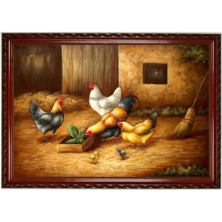 Hühner- handgemaltes Ölbild in 60x90cm-4-21