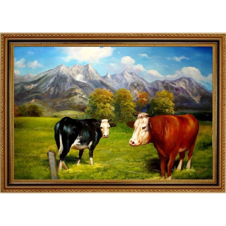 Ölgemälde, Ölbild, Kühe, Landschaft
