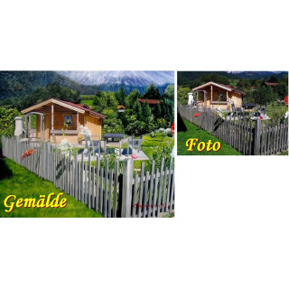 Ölgemälde nach Foto in der Größe 50x60cm  - Beispiel Schrebergarten in Saalfelden