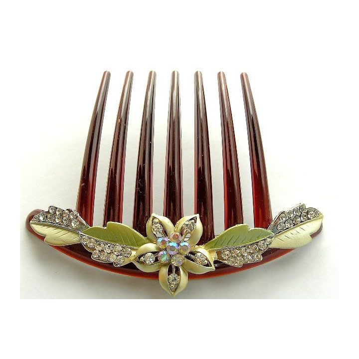 Haarkamm - Kirschblüte-Grün