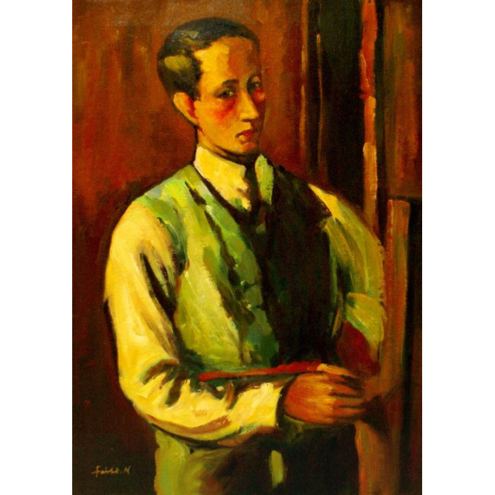 Faistauer Anton - Selbstbildnis - handgemaltes Ölbild in 50x70cm