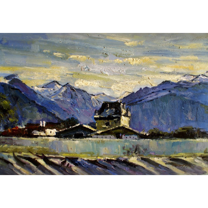 Faistauer Anton - Schloss-Saalhof - handgemaltes Ölbild in 43 x 64cm