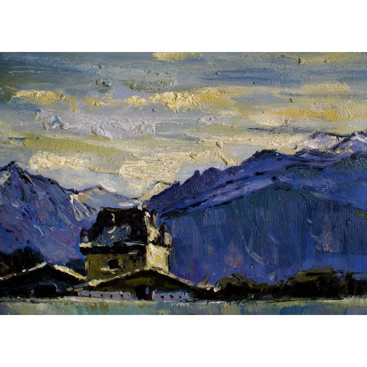 Faistauer Anton - Schloss-Saalhof - handgemaltes Ölbild in 43 x 64cm