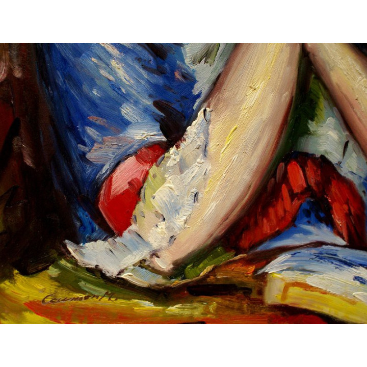 Faistauer Anton - Dame mit Buch - handgemaltes Ölbild in 50x60cm