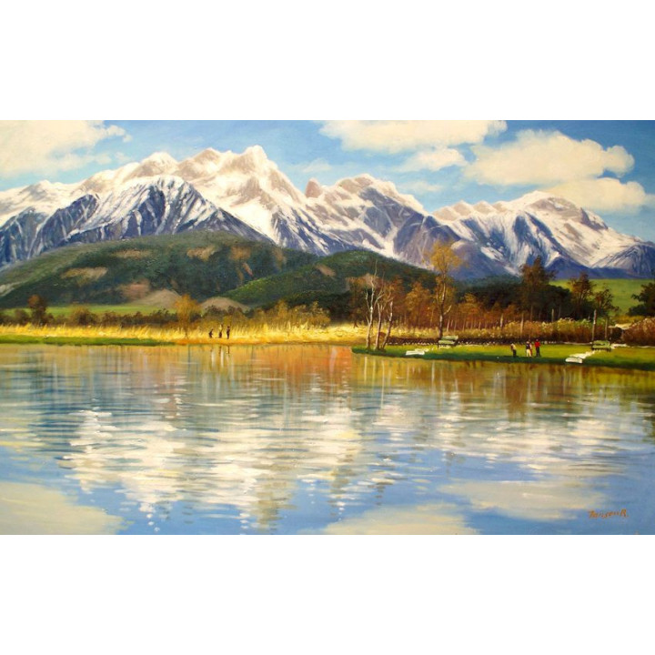 Saalfedner Angelteich - handgemaltes Ölbild in 50x80cm