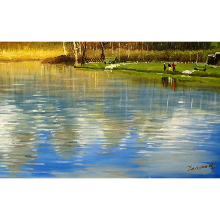 Saalfedner Angelteich - handgemaltes Ölbild in 50x70cm